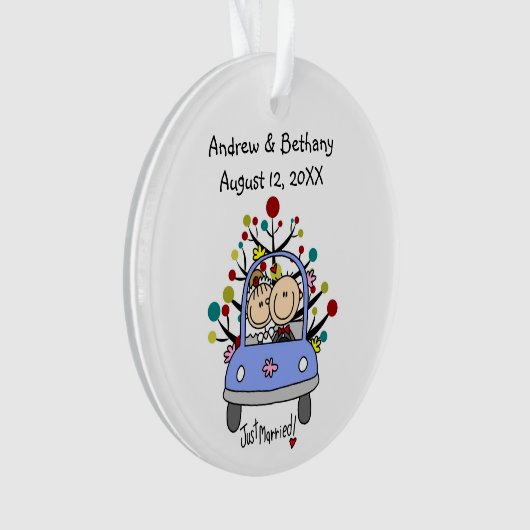 Stick Figuur Weddenschap Couple Cat Acrylic Orname Ornament (voorkant)