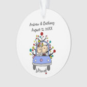 Stick Figuur Weddenschap Couple Cat Acrylic Orname Ornament (voorkant)