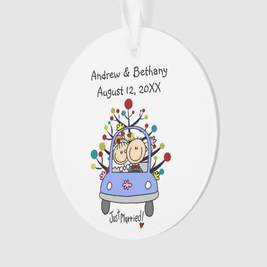 Stick Figuur Weddenschap Couple Cat Acrylic Orname Ornament (voorkant)