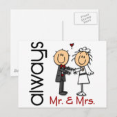Stick Figuur Wedding Couple Mr & Mrs Altijd Briefkaart (Voorkant / Achterkant)