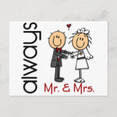 Stick Figuur Wedding Couple Mr & Mrs Altijd Briefkaart (Voorkant)