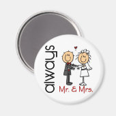 Stick Figuur Wedding Couple Mr & Mrs Altijd Magneet (Voorkant / Achterkant)