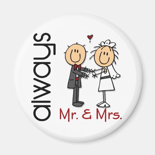 Stick Figuur Wedding Couple Mr & Mrs Altijd Magneet (Voorkant)