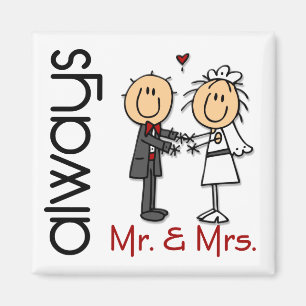 Stick Figuur Wedding Couple Mr & Mrs Altijd Magneet