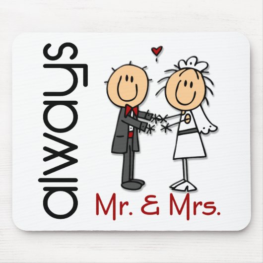 Stick Figuur Wedding Couple Mr. & Mrs Altijd Muismat (Voorkant)