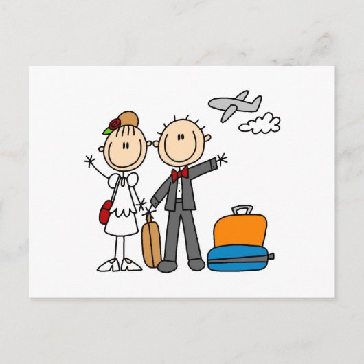 Stick Figuur Wedding Honeymoon T-shirts en cadeaut Briefkaart (Voorkant)
