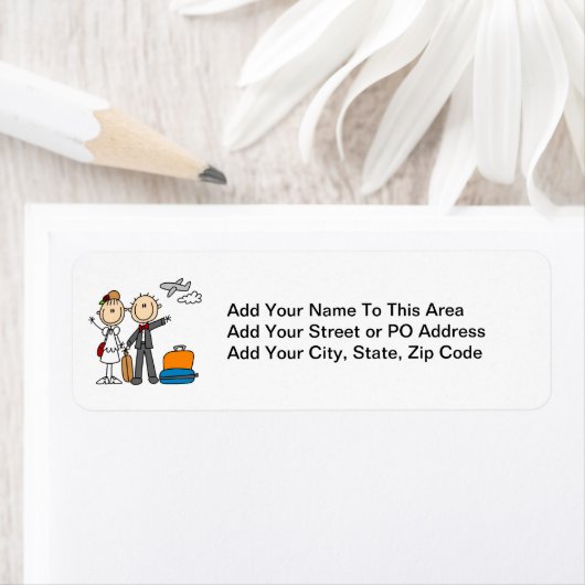 Stick Figuur Wedding Honeymoon T-shirts en cadeaut Etiket (Insitu)