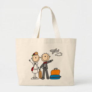 Stick Figuur Wedding Honeymoon T-shirts en cadeaut Grote Tote Bag