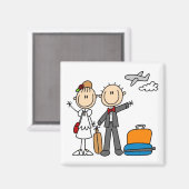 Stick Figuur Wedding Honeymoon T-shirts en cadeaut Magneet (Voorkant / Achterkant)