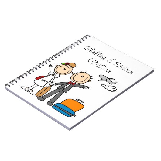 Stick Figuur Wedding Honeymoon T-shirts en cadeaut Notitieboek (Linkerzijde)