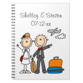 Stick Figuur Wedding Honeymoon T-shirts en cadeaut Notitieboek (Voorkant)