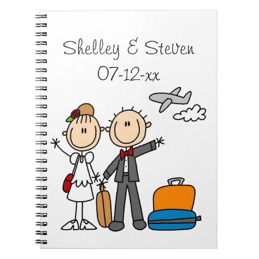 Stick Figuur Wedding Honeymoon T-shirts en cadeaut Notitieboek (Voorkant)