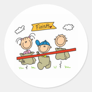 Stick figuur zak race ronde sticker