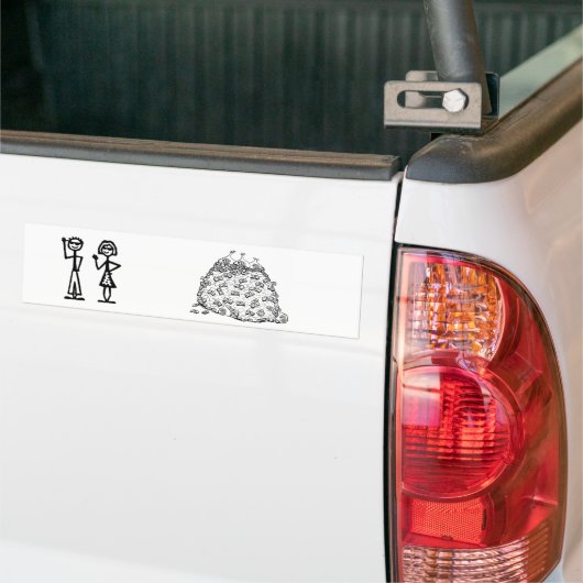 Stick figuurfamilie (geen kinderen) bumpersticker (Op Truck)