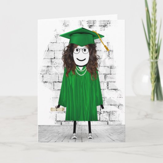 Stick Girl Afgestudeerd met Diploma Kaart (Voorkant)