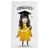 Stick Girl Afstuderen met Black Pet en Diploma Klein Cadeauzakje (Voorkant)