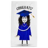 Stick Girl Afstuderen met Blue Pet en Diploma Klein Cadeauzakje (Voorkant)