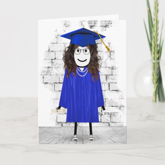 Stick Girl Afstuderen met Diploma Kaart (Voorkant)