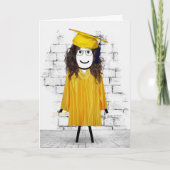 Stick Girl Afstuderen met Diploma Kaart (Voorkant)