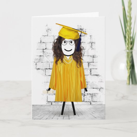 Stick Girl Afstuderen met Diploma Kaart (Voorkant)