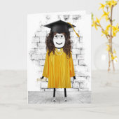Stick Girl Afstuderen met Diploma Kaart (Gele Bloem)