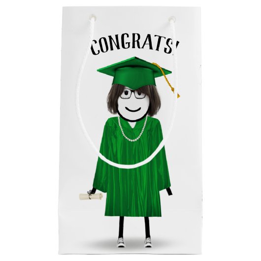 Stick Girl Afstuderen met Diploma Klein Cadeauzakje (Voorkant)