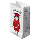 Stick Girl Afstuderen met Diploma Klein Cadeauzakje (Voorkant Gekanteld)