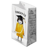 Stick Girl Afstuderen met Diploma Klein Cadeauzakje (Voorkant Gekanteld)