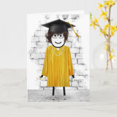 Stick Girl Afstuderen met Hair en Diploma Kaart (Gele Bloem)