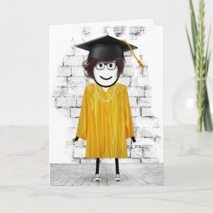 Stick Girl Afstuderen met Hair en Diploma Kaart