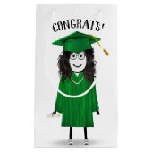 Stick Girl Afstuderen met Pet en Diploma Klein Cadeauzakje (Voorkant)