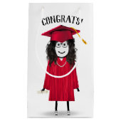 Stick Girl Afstuderen met rood Pet en diploma Klein Cadeauzakje (Voorkant)