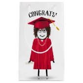Stick Girl Afstuderen met rood Pet en diploma Klein Cadeauzakje (Voorkant)