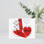 Stick Girl Be Mine Valentijn Feestdagenkaart (Staand voorkant)