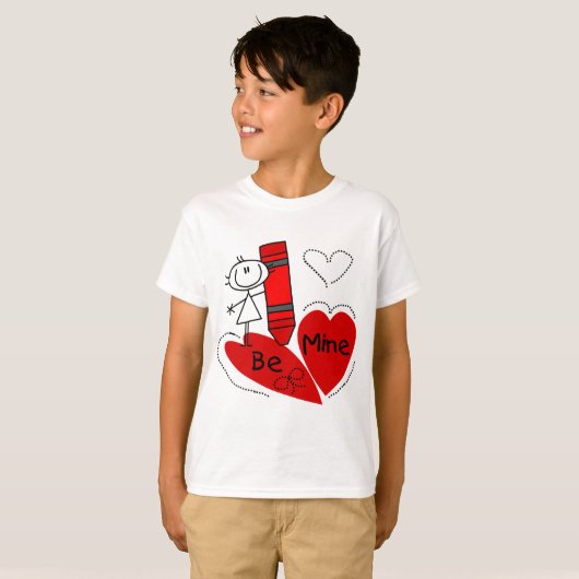Stick Girl Be Mine Valentijn T-shirt (Voorkant volledig)