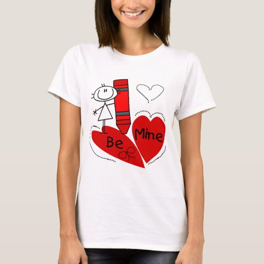 Stick Girl Be Mine Valentijn T-shirt (Voorkant)