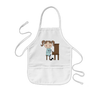 Stick Girl die Piano afspeelt Kinder Schort