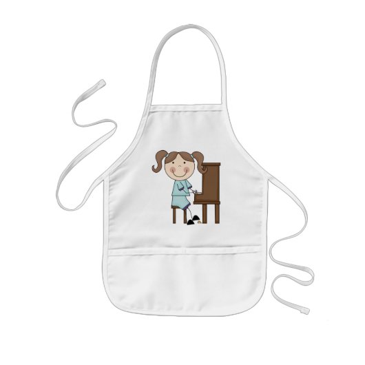 Stick Girl die Piano afspeelt Kinder Schort (Voorkant)