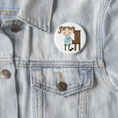 Stick Girl die Piano afspeelt Ronde Button 5,7 Cm (In situ)