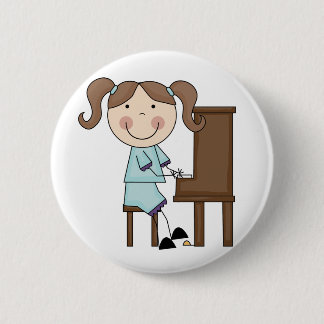 Stick Girl die Piano afspeelt Ronde Button 5,7 Cm