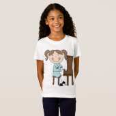 Stick Girl die Piano afspeelt T-shirt (Voorkant volledig)
