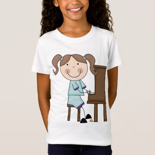 Stick Girl die Piano afspeelt T-shirt (Voorkant)