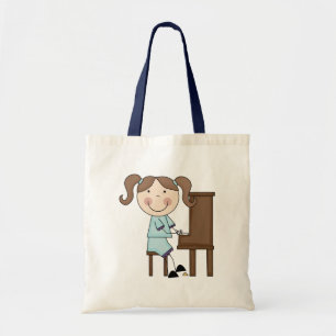Stick Girl die Piano afspeelt Tote Bag