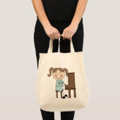 Stick Girl die Piano afspeelt Tote Bag (Voorkant (product))