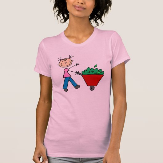 Stick Girl Doing Yardwork T-shirts (Voorkant)