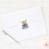 Stick Girl Gevist Ronde Sticker (Envelop)