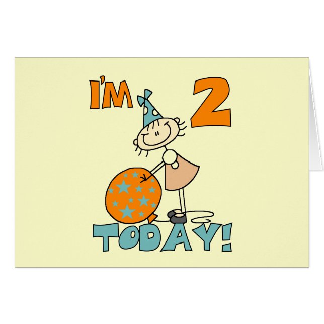 Stick Girl Ik ben 2 Vandaag Tshirts en geschenken (Voorkant Horizontaal)