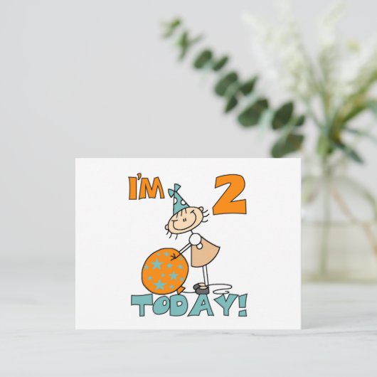 Stick Girl Ik ben 2 Vandaag Tshirts en geschenken Briefkaart (Staand voorkant)