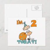 Stick Girl Ik ben 2 Vandaag Tshirts en geschenken Briefkaart (Voorkant / Achterkant)