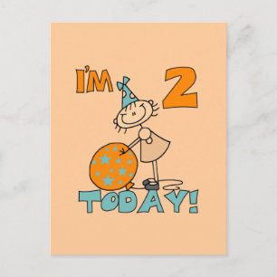 Stick Girl Ik ben 2 Vandaag Tshirts en geschenken Briefkaart